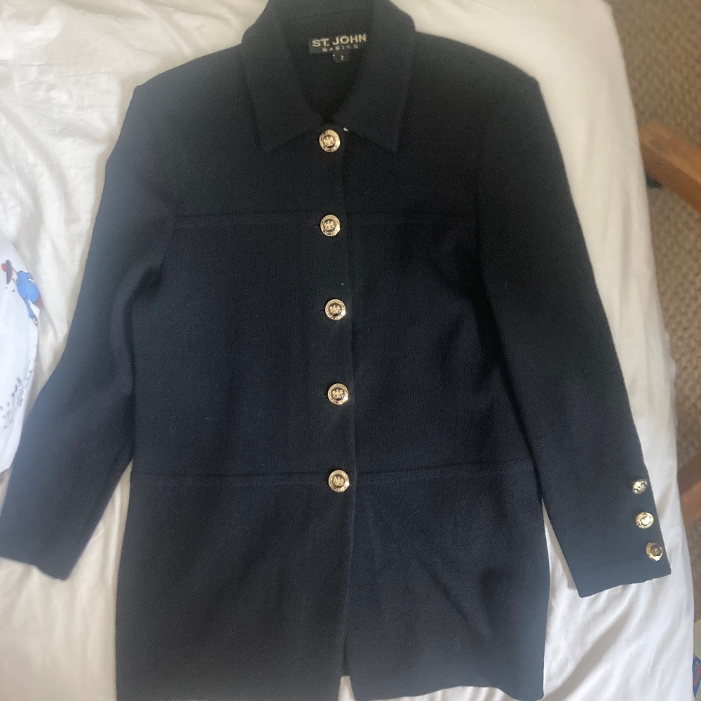 St John black cardigan with gold buttons